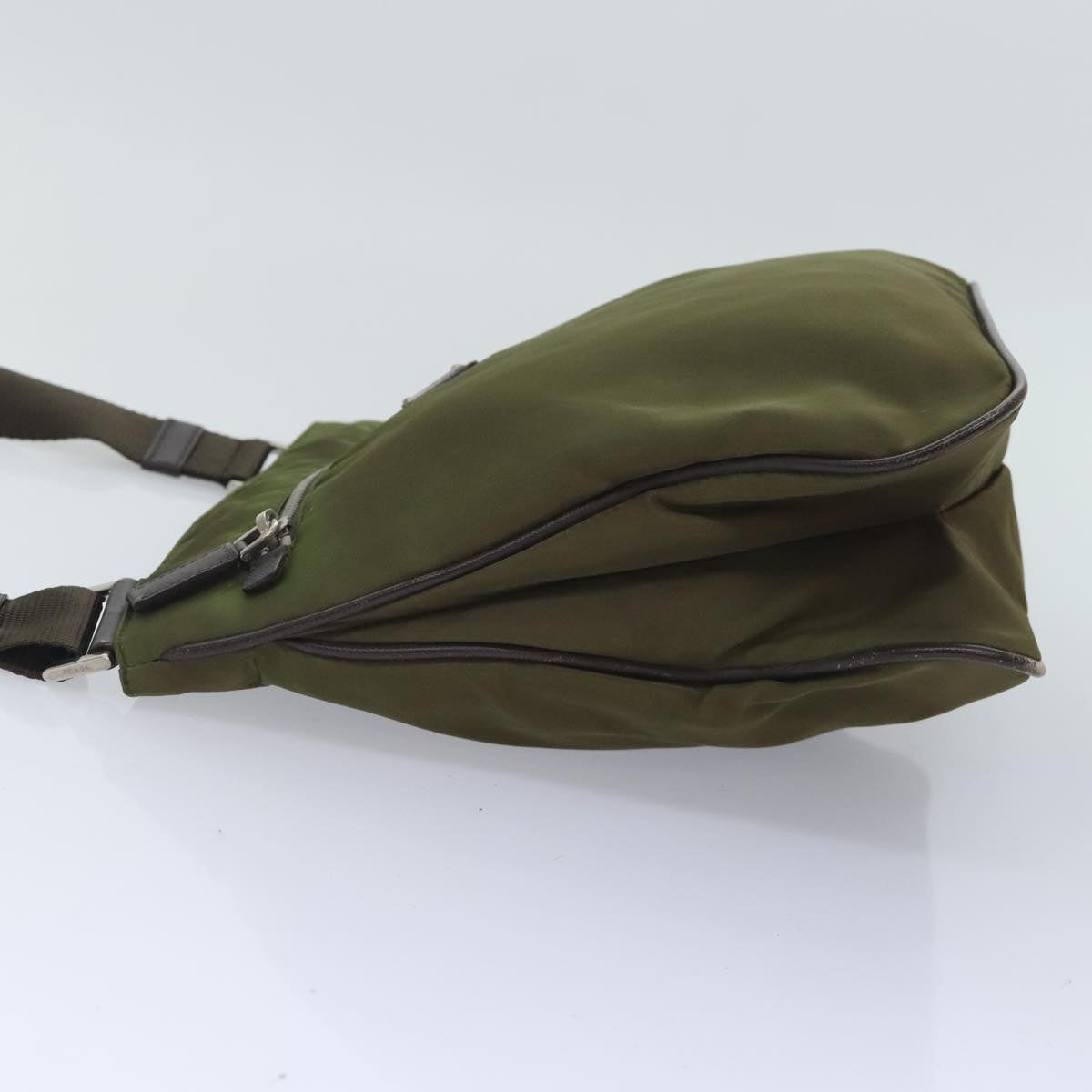 Luxury Prada Shoulder Bag Nylon Khaki Silver  yk15095