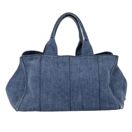 Luxury Prada Canapa GM Hand Bag Denim Blue Gold  yk15097