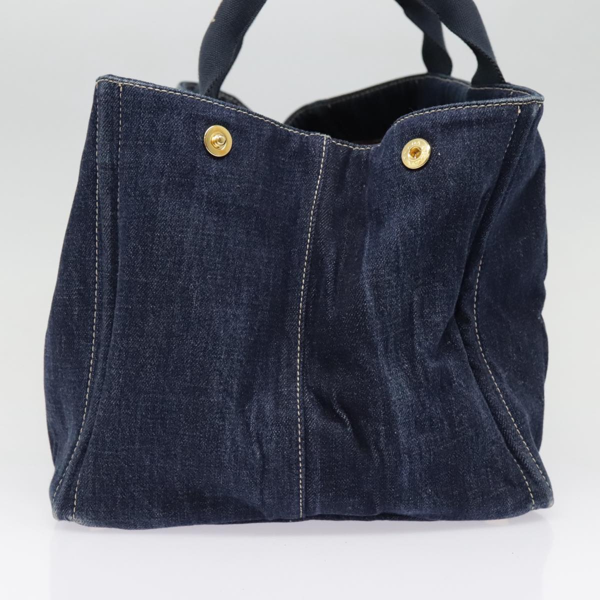 Luxury Prada Canapa GM Hand Bag Denim Navy Gold  yk15134