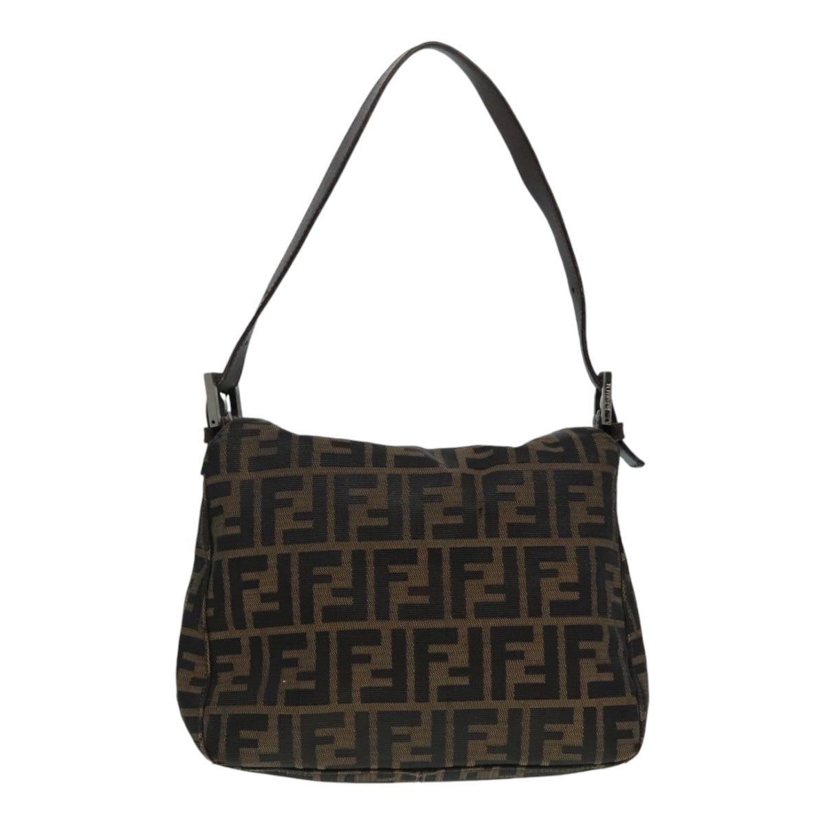 Luxury Fendi Zucca Canvas Mamma Baguette Shoulder Bag Brown Black Silveryk15163