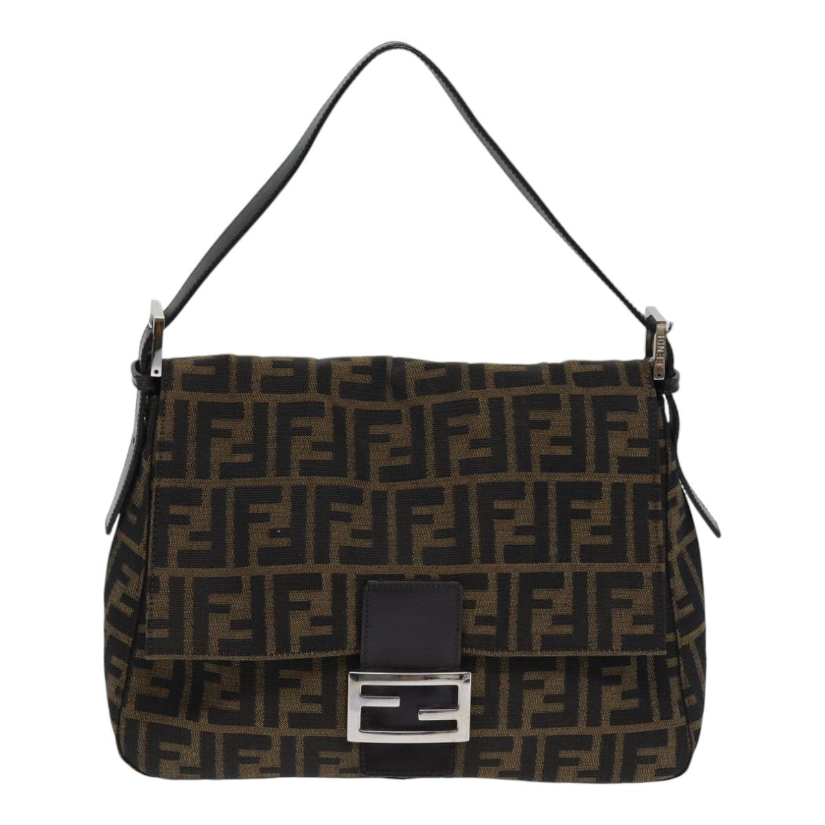 Luxury Fendi Zucca Canvas Mamma Baguette Shoulder Bag Brown Black Silveryk15179A