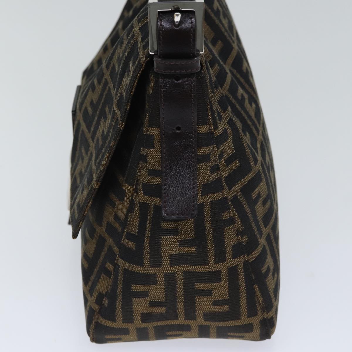 Luxury Fendi Zucca Canvas Mamma Baguette Shoulder Bag Brown Black Silveryk15179A