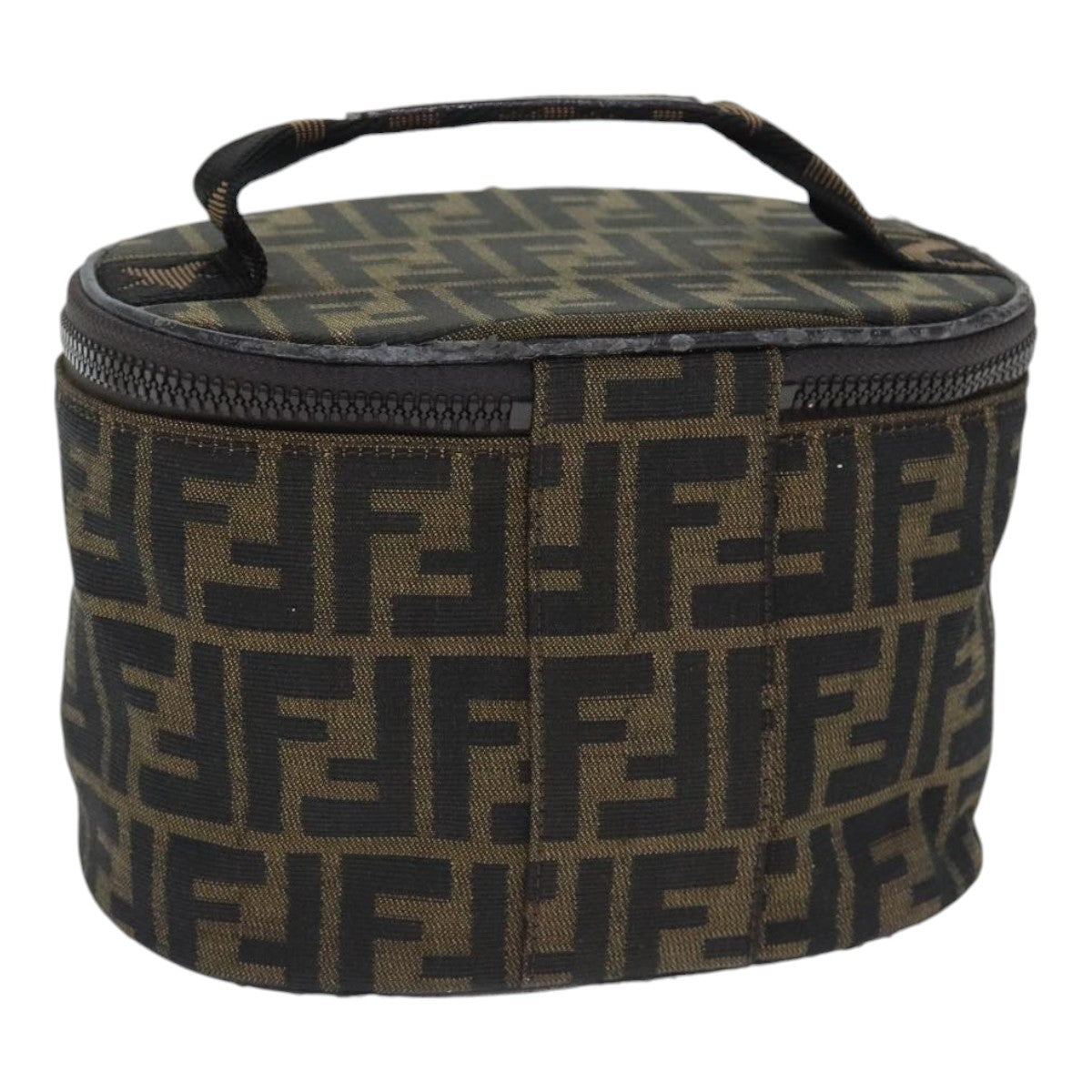 Luxury Fendi Zucca Canvas Vanity Pouch Brown Black Silveryk15192