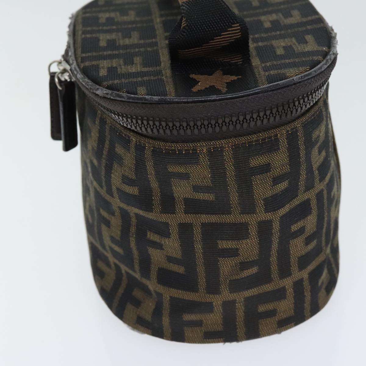 Luxury Fendi Zucca Canvas Vanity Pouch Brown Black Silveryk15192