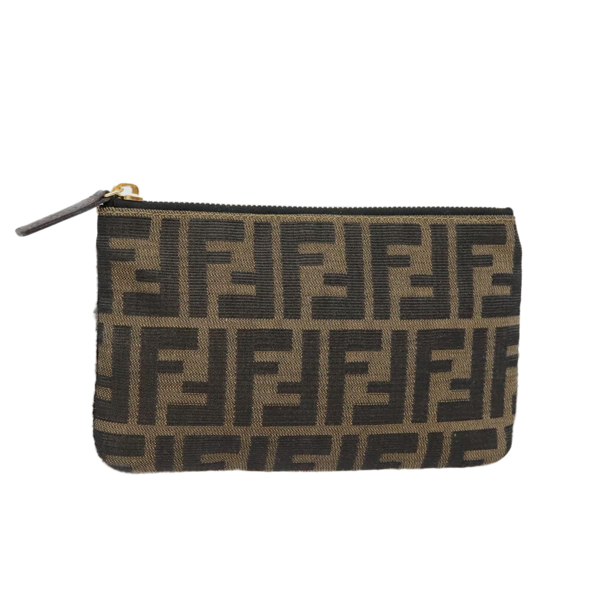 Luxury Fendi Zucca Canvas Pouch Black Gold Brownyk15224