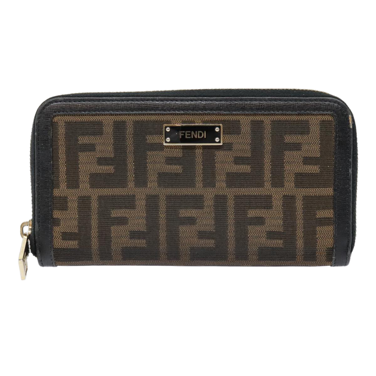 Luxury Fendi Zucca Canvas Wallet Black Brown goldyk15225