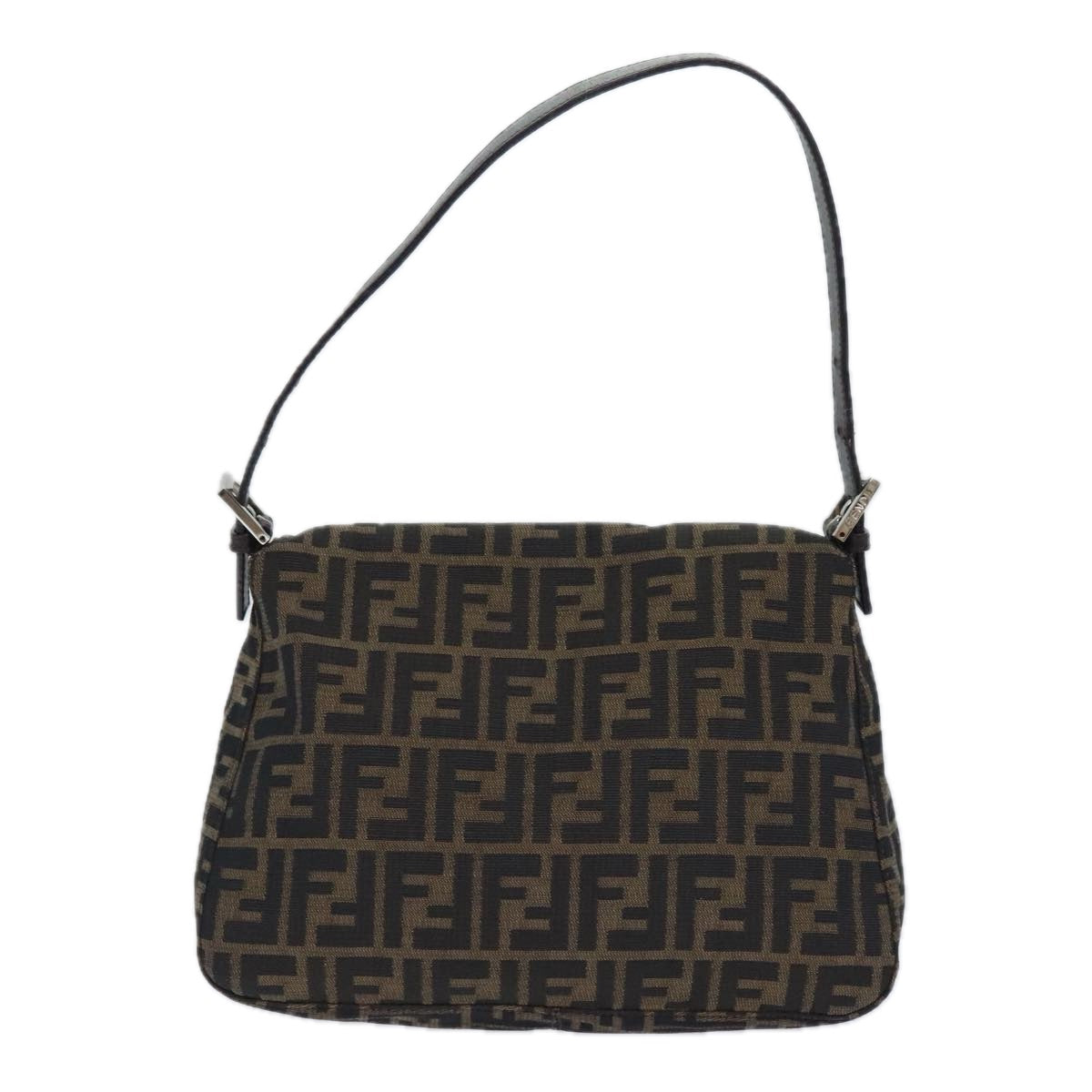 Luxury Fendi Zucca Canvas Mamma Baguette Shoulder Bag Brown Black Silveryk15236