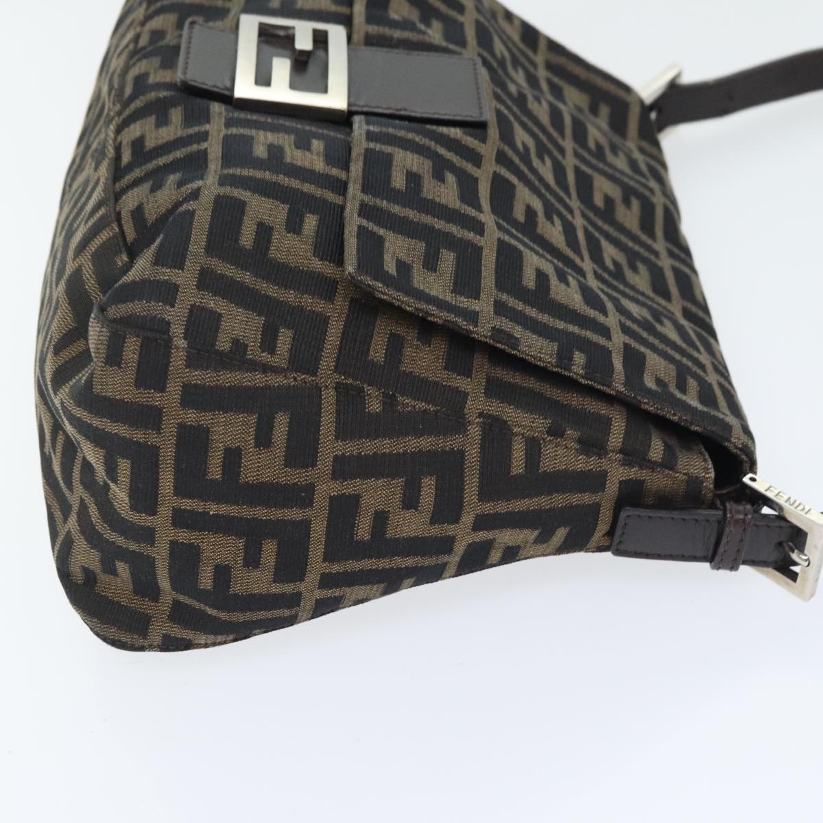 Luxury Fendi Zucca Canvas Mamma Baguette Shoulder Bag Brown Black Silveryk15236