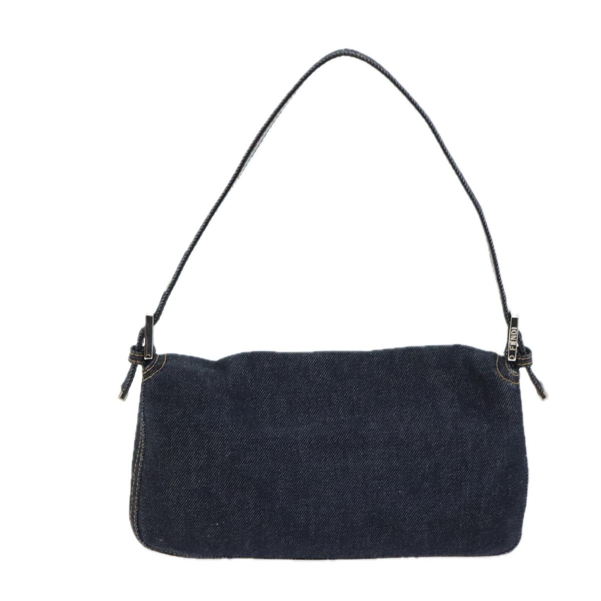 Luxury Fendi Mamma Baguette Shoulder Bag Denim Navy Silveryk15240A