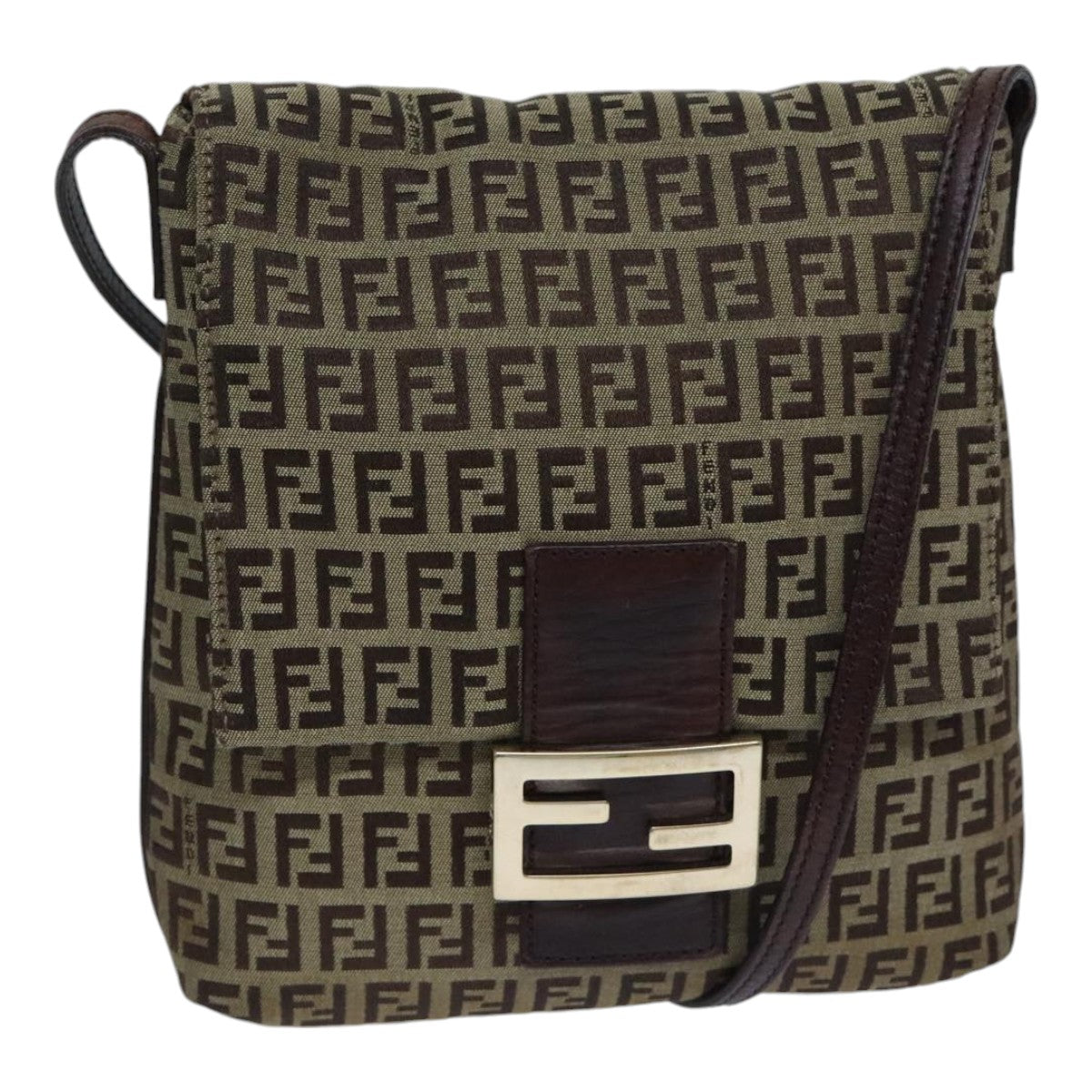 Luxury Fendi Zucchino Canvas Shoulder Bag Beigeyk15249