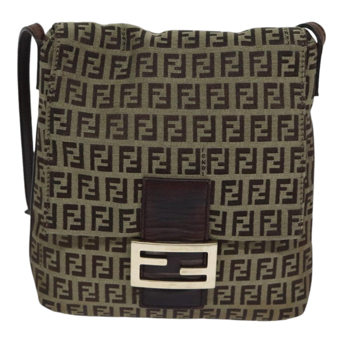 Luxury Fendi Zucchino Canvas Shoulder Bag Beigeyk15249
