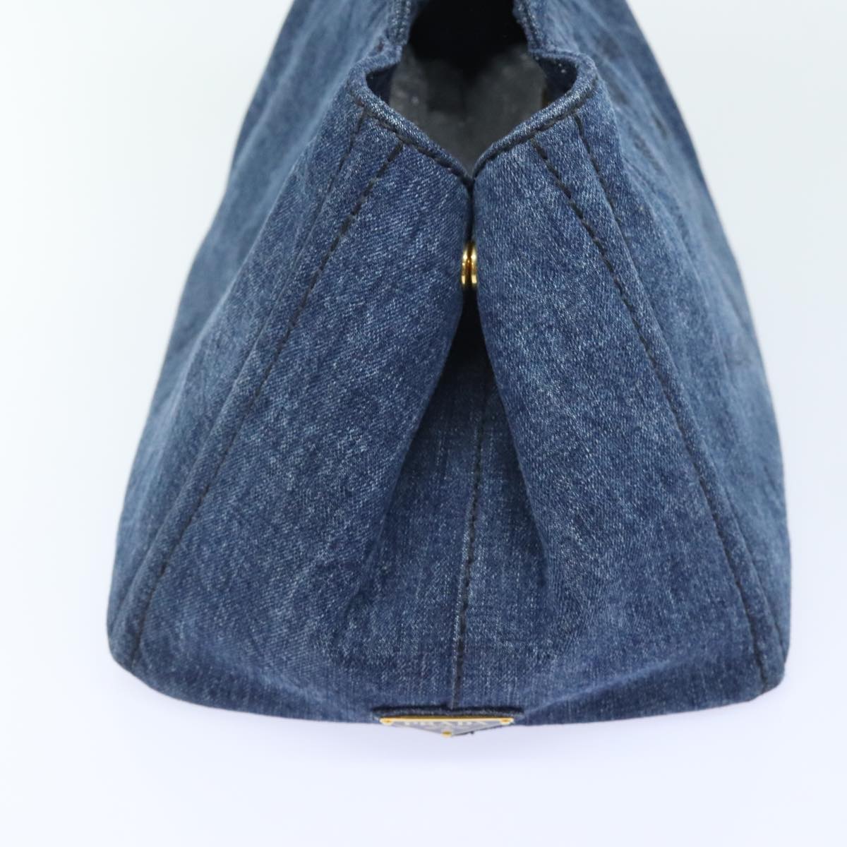 Luxury Prada Canapa MM Hand Bag Denim Blue Gold  yk15254