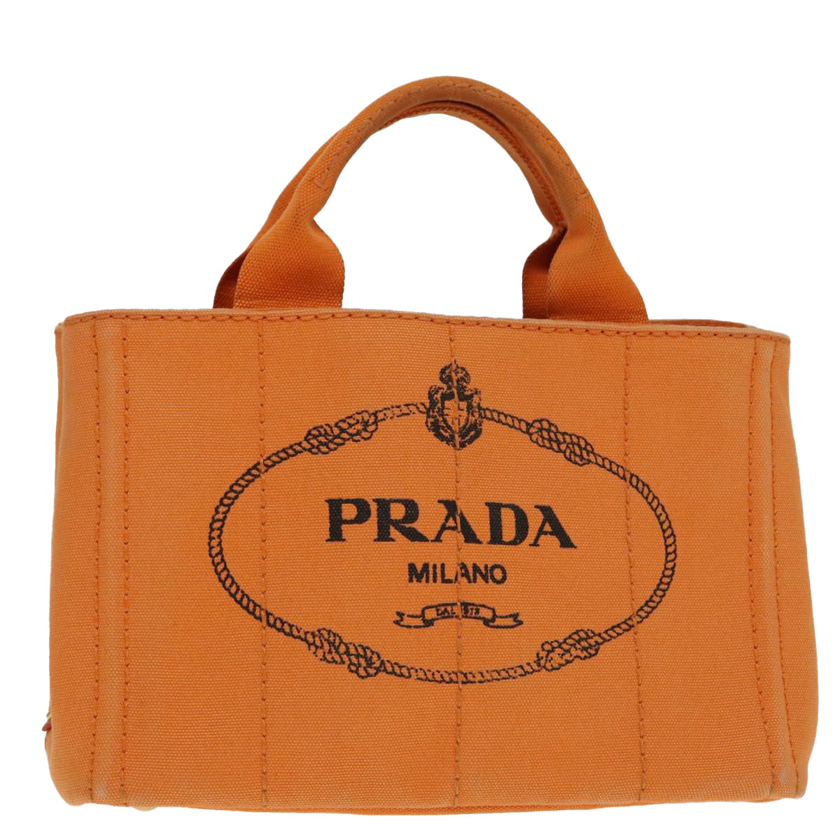 Luxury Prada Canapa PM Hand Bag Canvas Orange Gold  yk15292