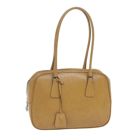 Luxury Prada Shoulder Bag Leather Brown Silver  yk15387