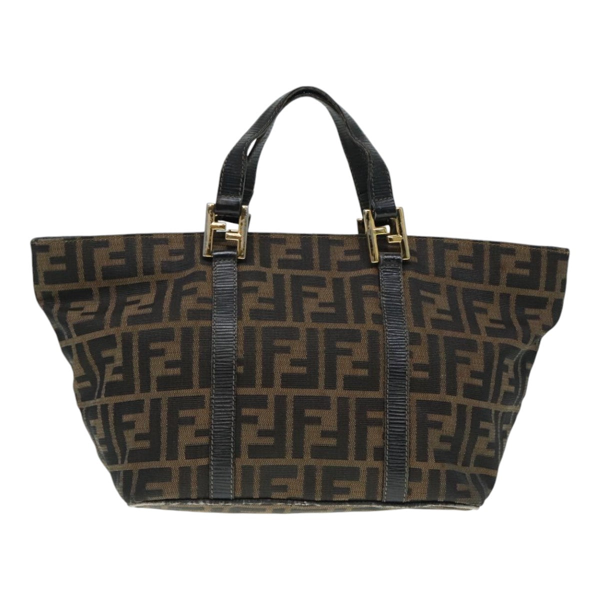 Luxury Fendi Zucca Canvas Mamma Baguette Hand Bag Black Gold Brownyk15394