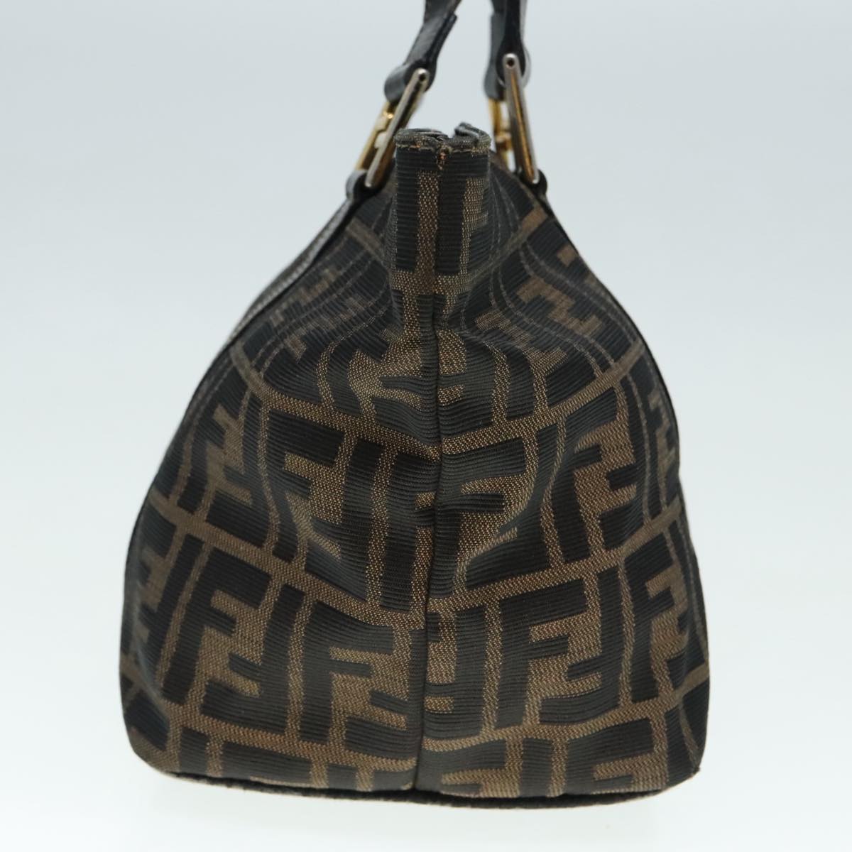 Luxury Fendi Zucca Canvas Mamma Baguette Hand Bag Black Gold Brownyk15394