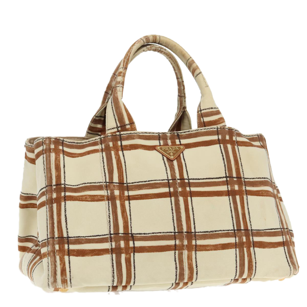 Luxury Prada Canapa GM Hand Bag Canvas Brown Gold  yk15469