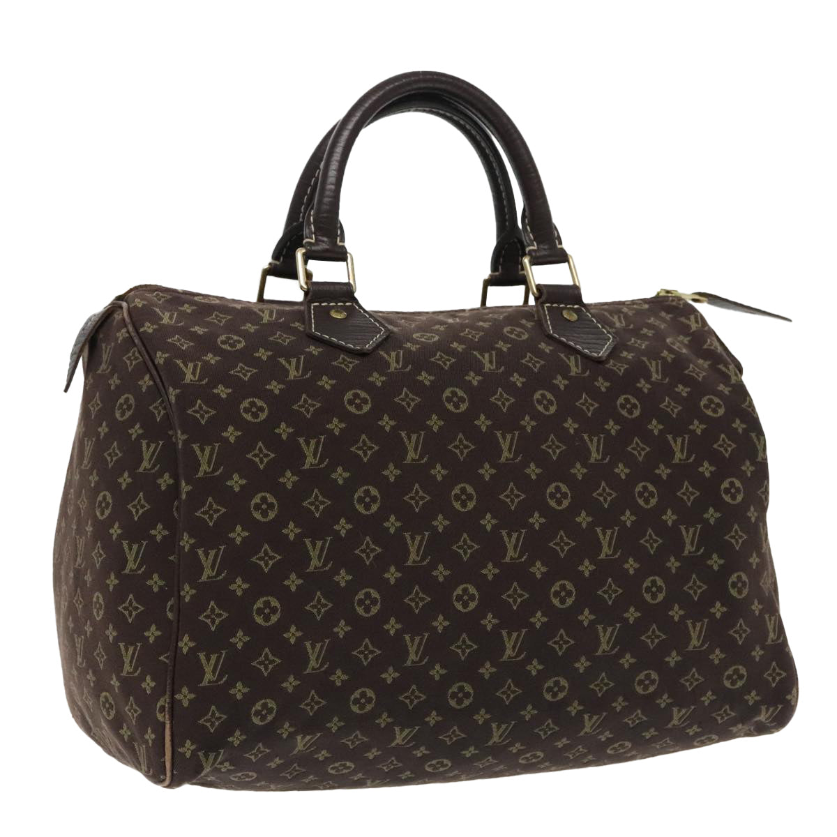 LOUIS VUITTON Monogram Mini Lin Speedy 30 Bag Brown Ebene M95224 LV yk15622