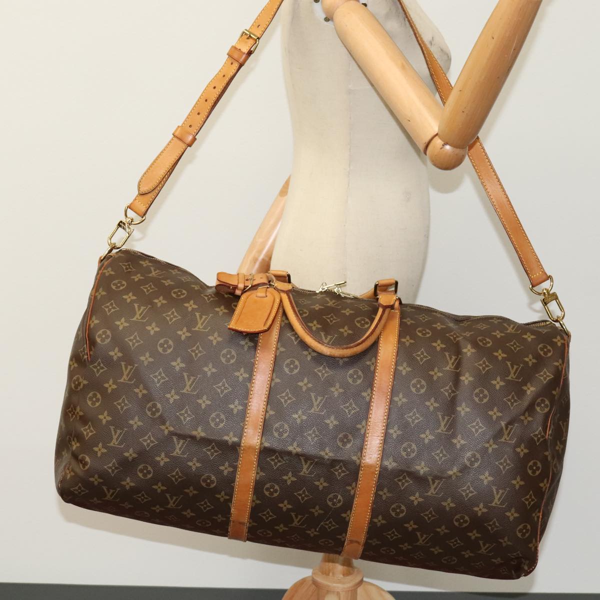 LOUIS VUITTON Monogram Keepall Bandouliere 60 Boston Bag M41412 LV yk16715