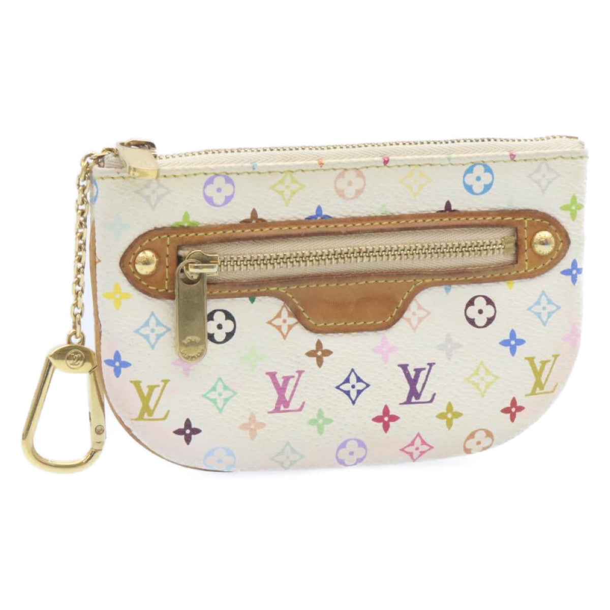 LOUIS VUITTON Multicolor Pochette MM Coin Purse White M60027 LV yk3526