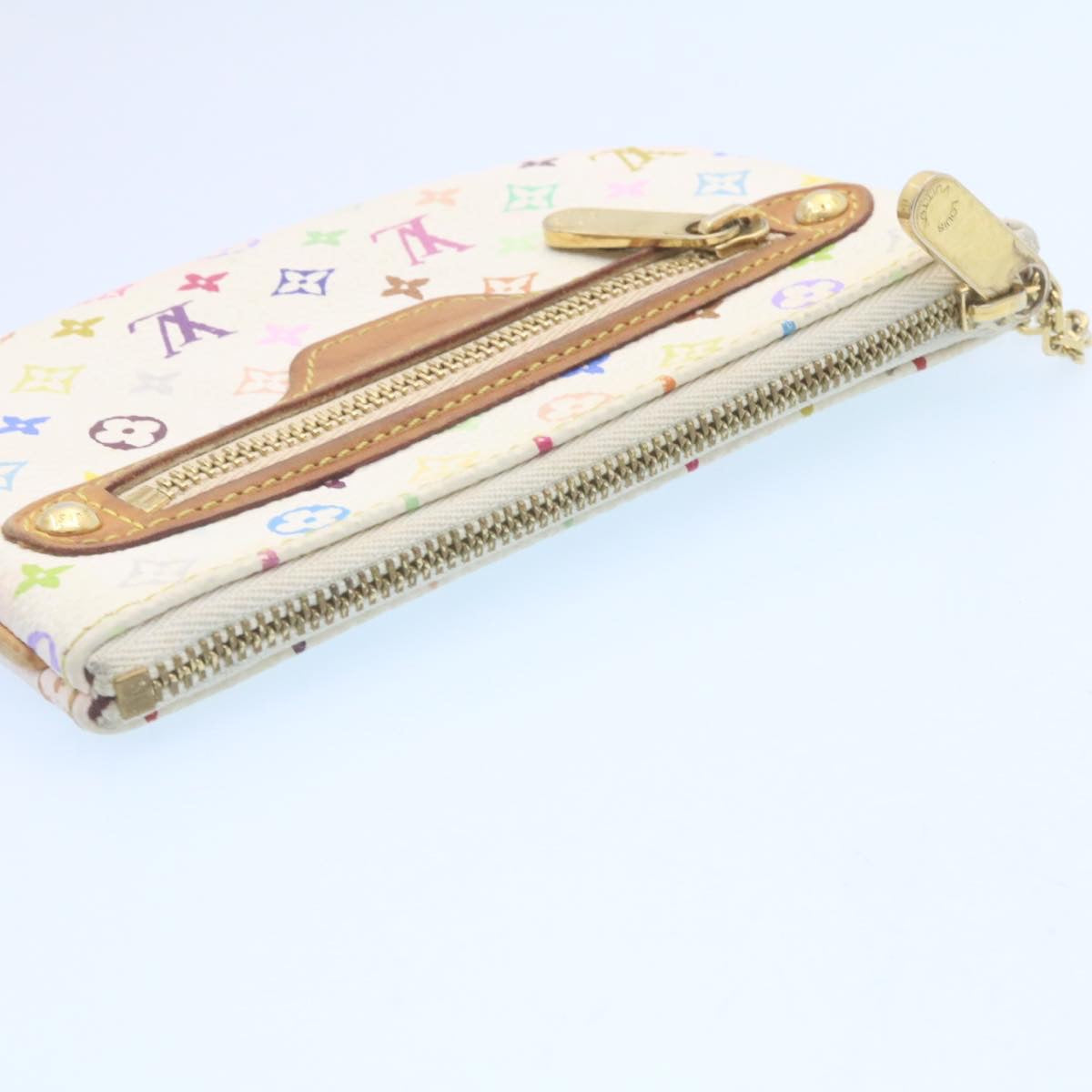 LOUIS VUITTON Multicolor Pochette MM Coin Purse White M60027 LV yk3526