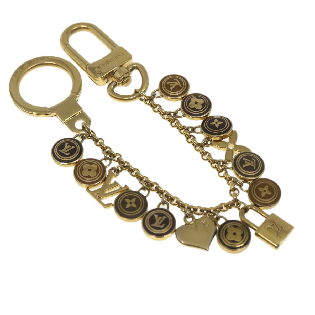 LOUIS VUITTON Porte Cles Chainne Pastilles Charm Gold Brown M65380 yk4149