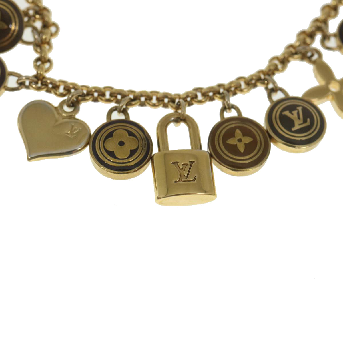 LOUIS VUITTON Porte Cles Chainne Pastilles Charm Gold Brown M65380 yk4149