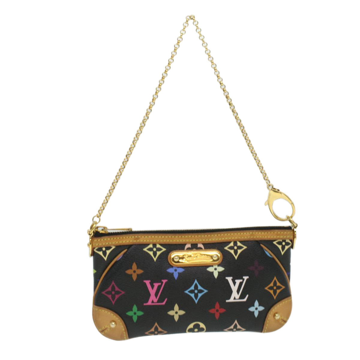 LOUIS VUITTON Monogram Multicolor Pochette Mira MM Pouch Black M60097 LV yk5930A