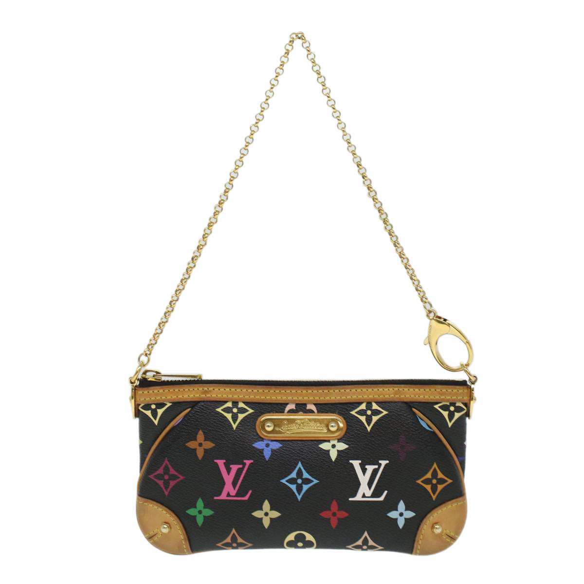 LOUIS VUITTON Monogram Multicolor Pochette Mira MM Pouch Black M60097 LV yk5930A
