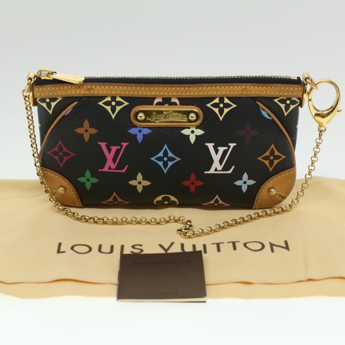 LOUIS VUITTON Monogram Multicolor Pochette Mira MM Pouch Black M60097 LV yk5930A