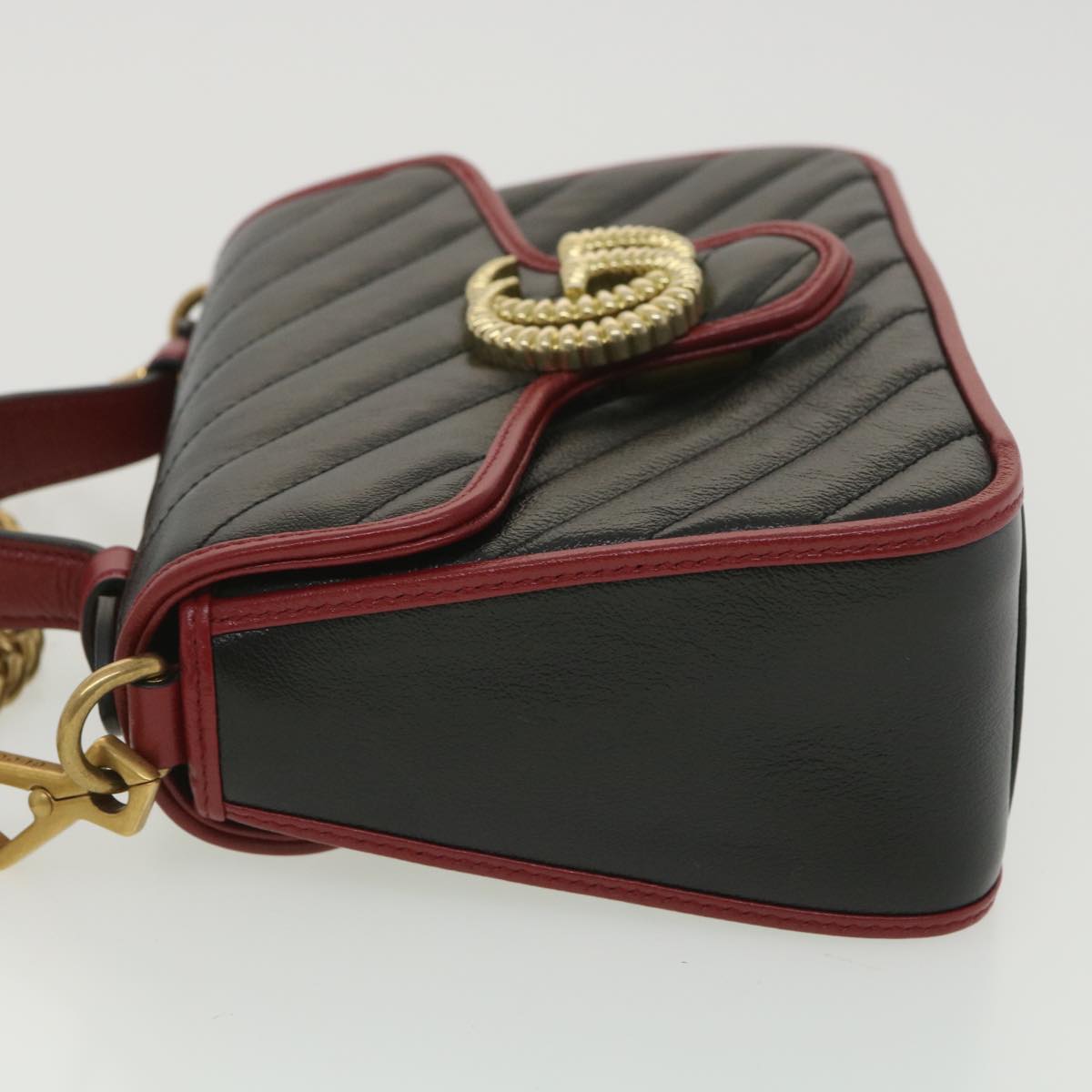 Luxury Gucci GG Marmont Hand Bag Leather 2way Black 583571 Auth yk6261