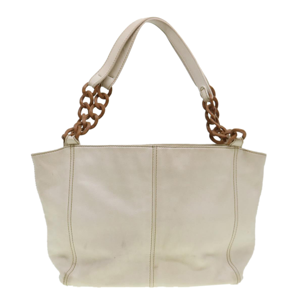 Luxury Chanel Wood Chain Tote Bag Caviar Skin White Brown CC  yk6580