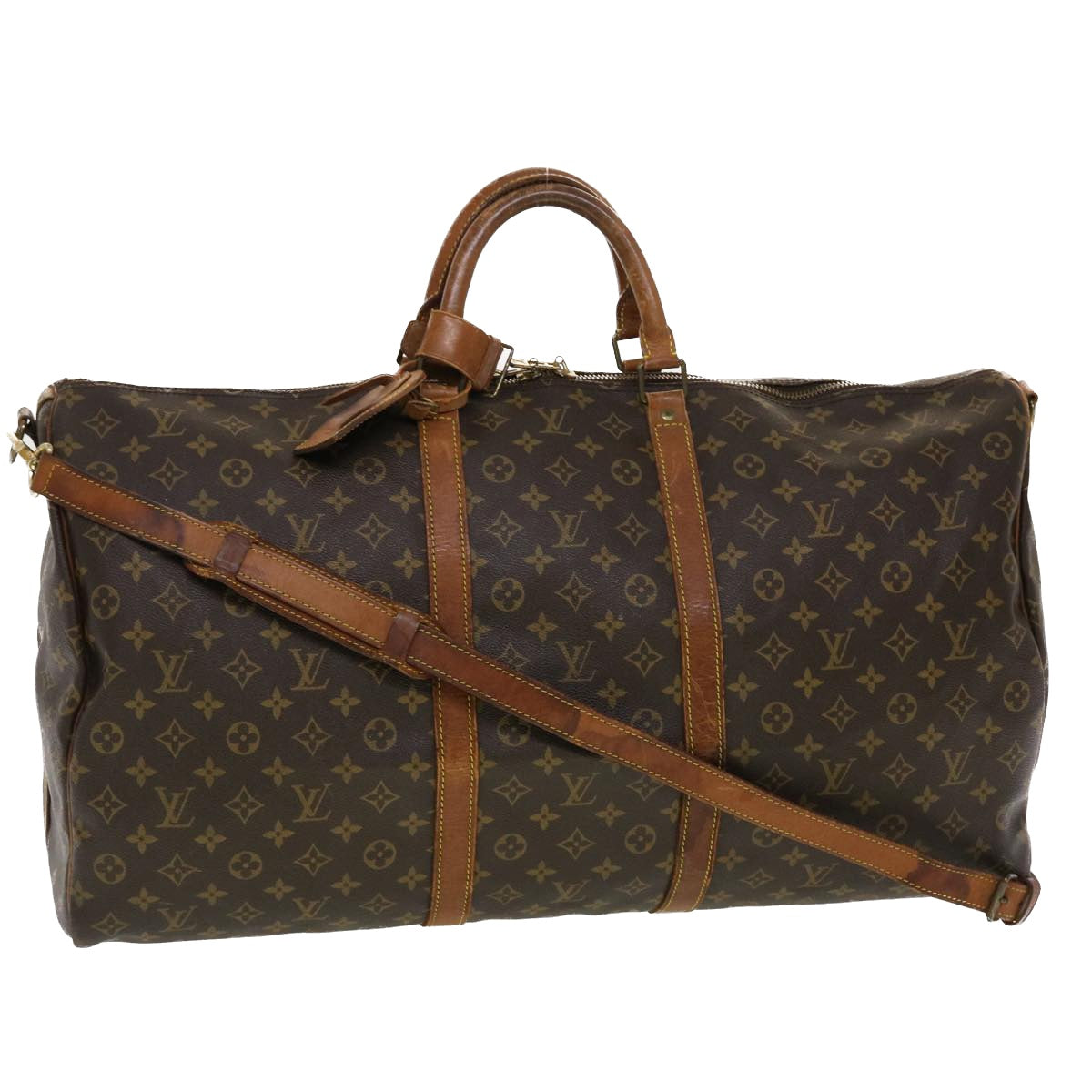 LOUIS VUITTON Monogram Keepall Bandouliere 60 Boston Bag M41412 LV yk7258