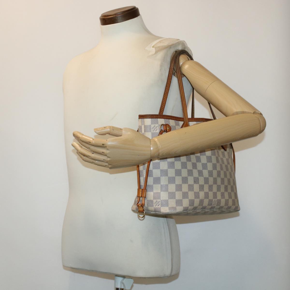 LOUIS VUITTON Damier Azur Neverfull PM Tote Bag N41362 LV yk7364B