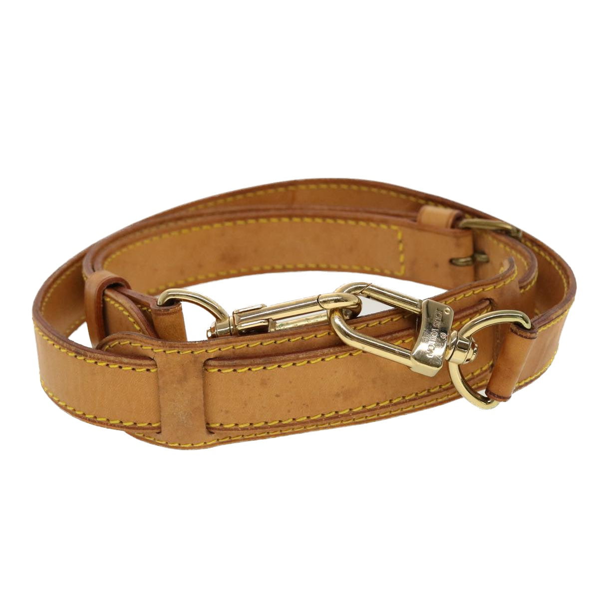 LOUIS VUITTON Shoulder Strap Leather 39.4""-46.5"" Beige LV yk7388B