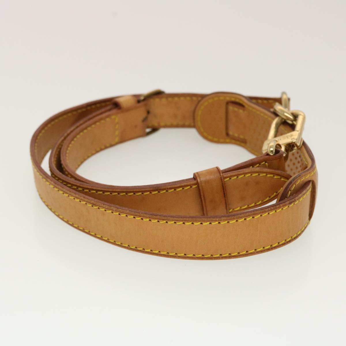 LOUIS VUITTON Shoulder Strap Leather 39.4""-46.5"" Beige LV yk7388B