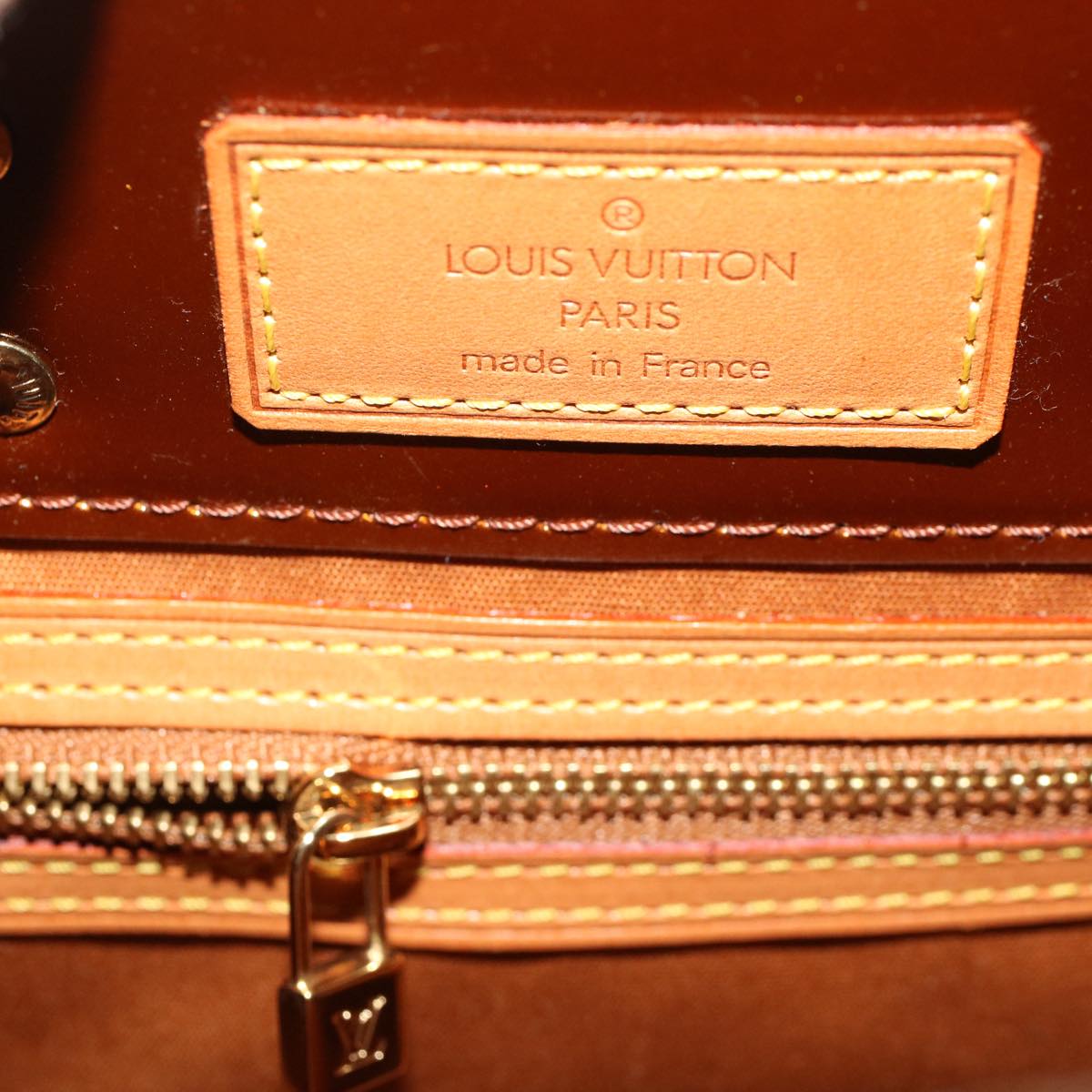 LOUIS VUITTON Monogram Vernis Reade PM Hand Bag Bronze M91146 LV yk7592