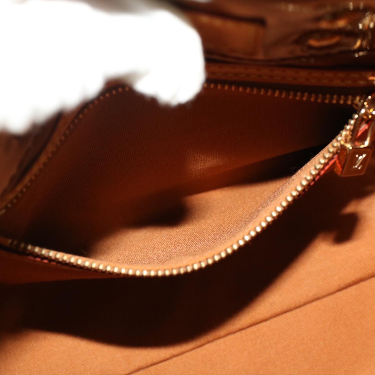 LOUIS VUITTON Monogram Vernis Reade PM Hand Bag Bronze M91146 LV yk7592