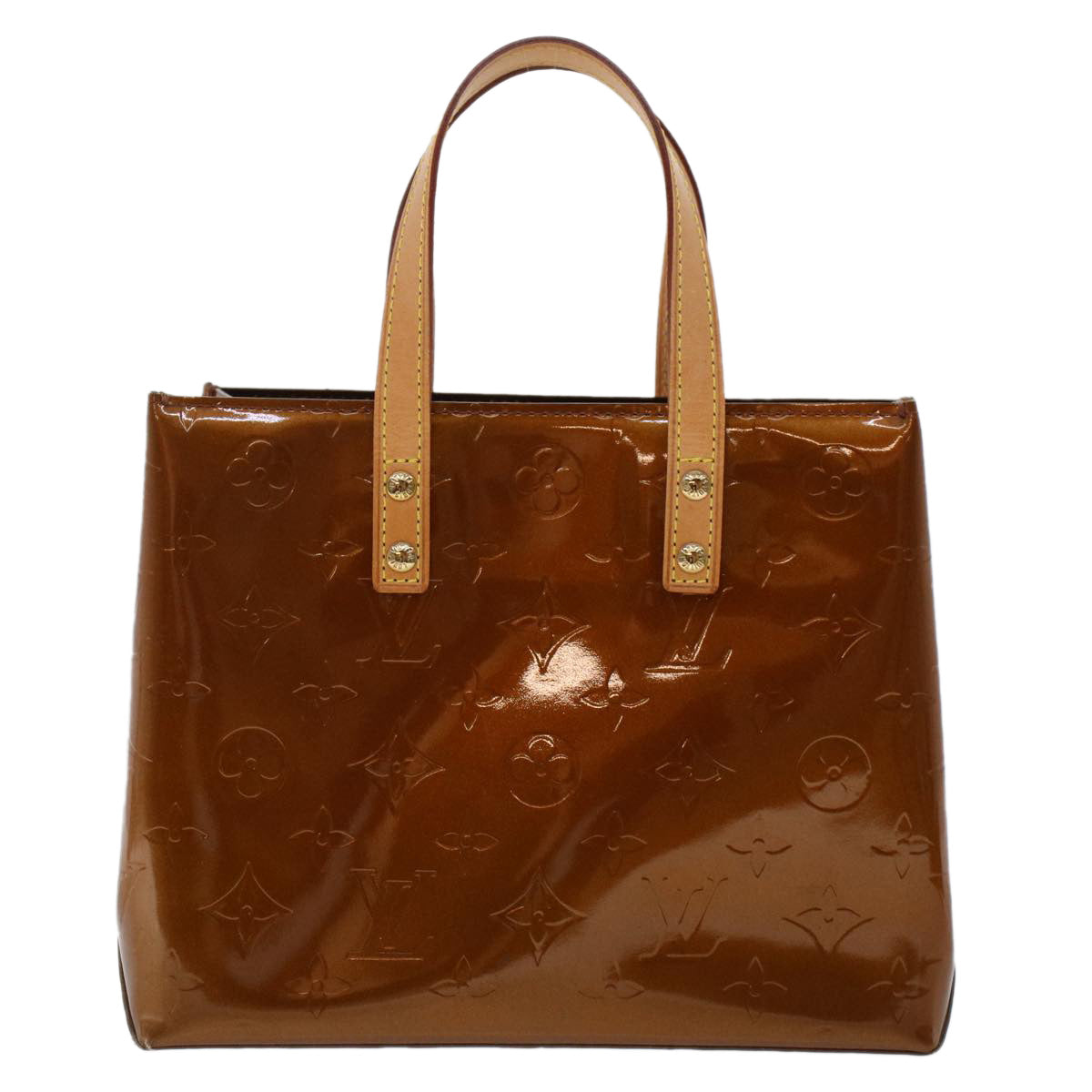 LOUIS VUITTON Monogram Vernis Reade PM Hand Bag Bronze M91146 LV yk7592