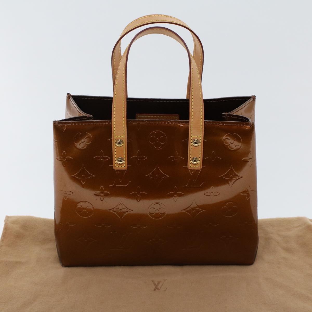 LOUIS VUITTON Monogram Vernis Reade PM Hand Bag Bronze M91146 LV yk7592