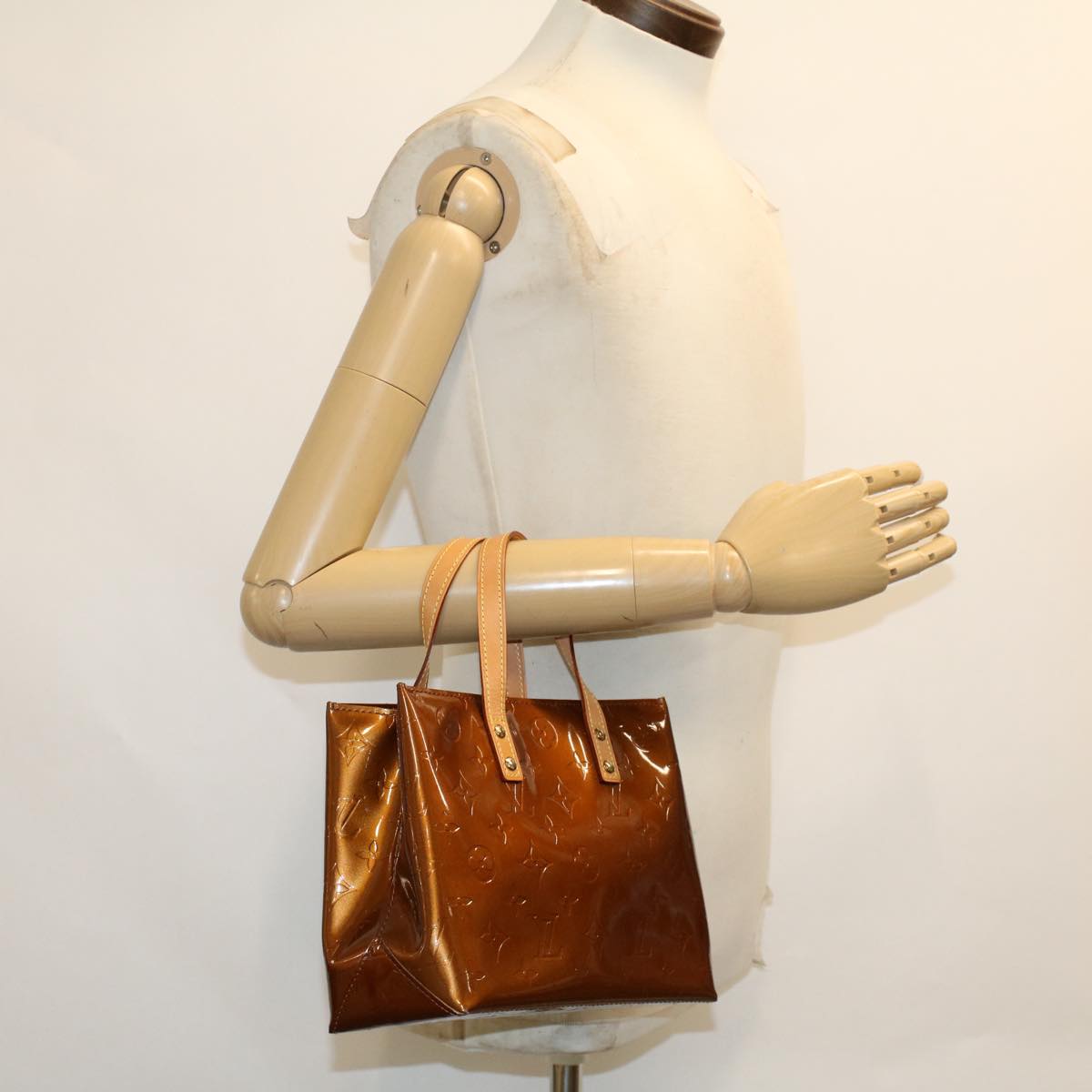 LOUIS VUITTON Monogram Vernis Reade PM Hand Bag Bronze M91146 LV yk7592