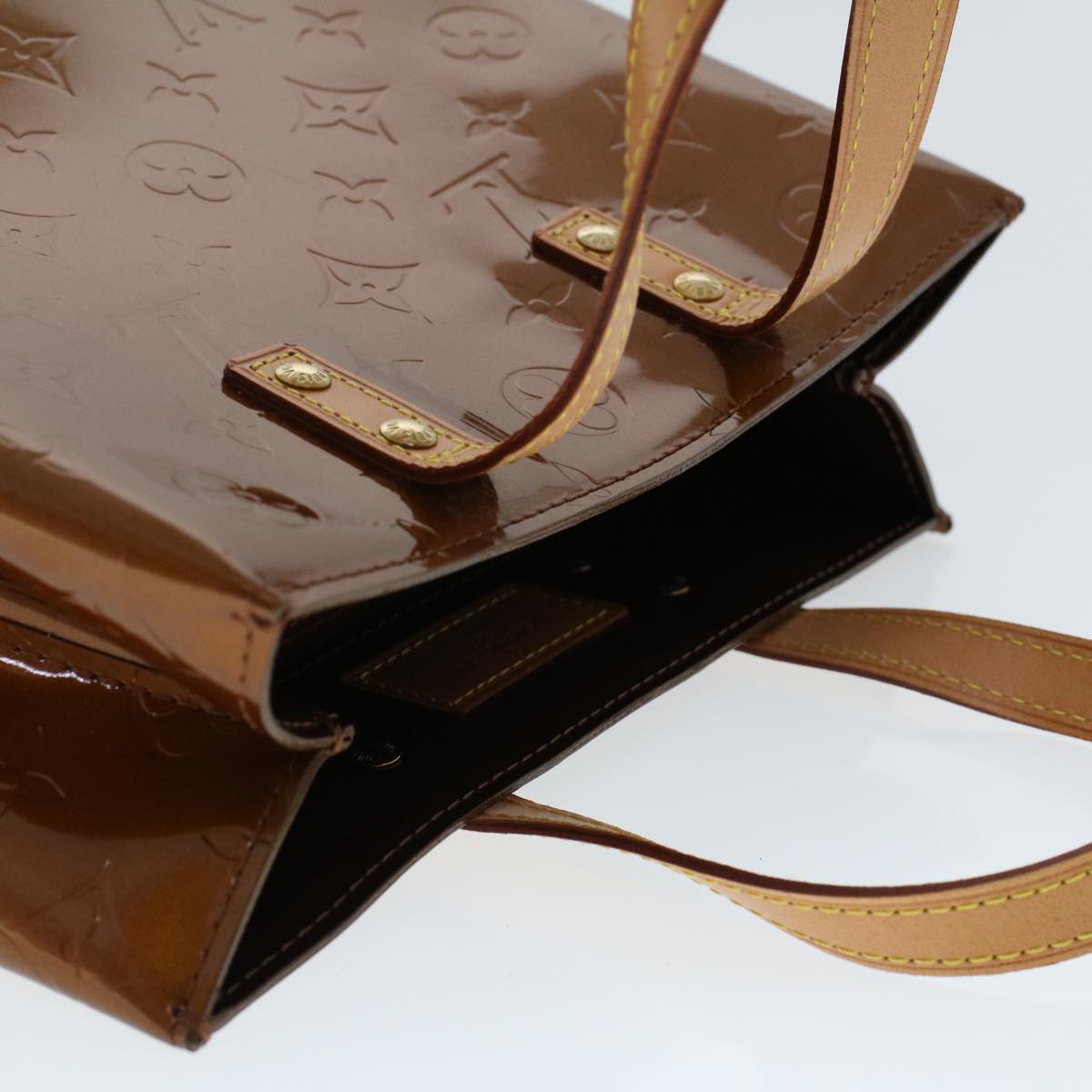 LOUIS VUITTON Monogram Vernis Reade PM Hand Bag Bronze M91146 LV yk7592