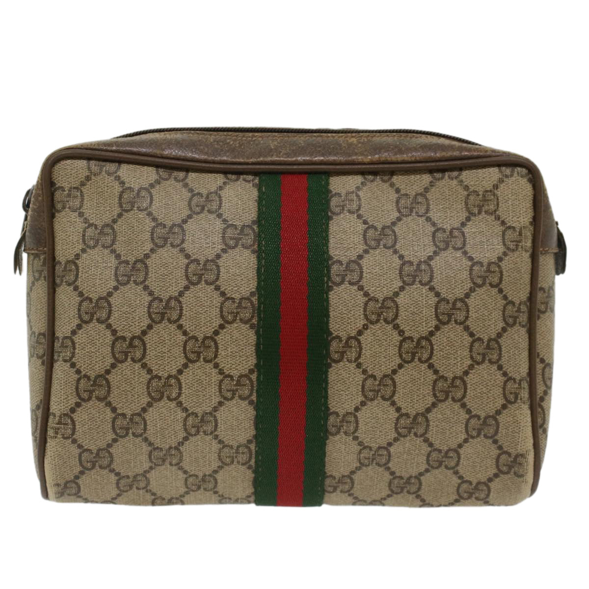 Luxury Gucci GG Canvas Web Sherry Line Clutch Bag Beige Red Green 56.01.012  yk8055