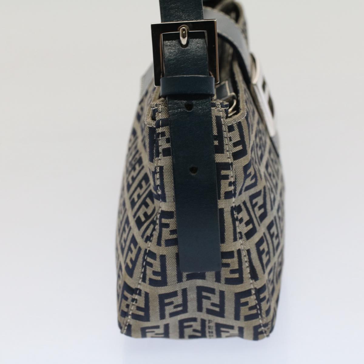 Luxury FendiZucchino Canvas Mamma Baguette Shoulder Bag Gray Navyyk8484