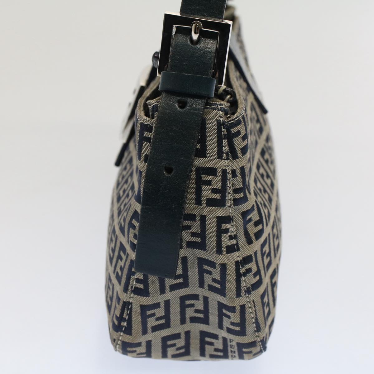 Luxury FendiZucchino Canvas Mamma Baguette Shoulder Bag Gray Navyyk8484