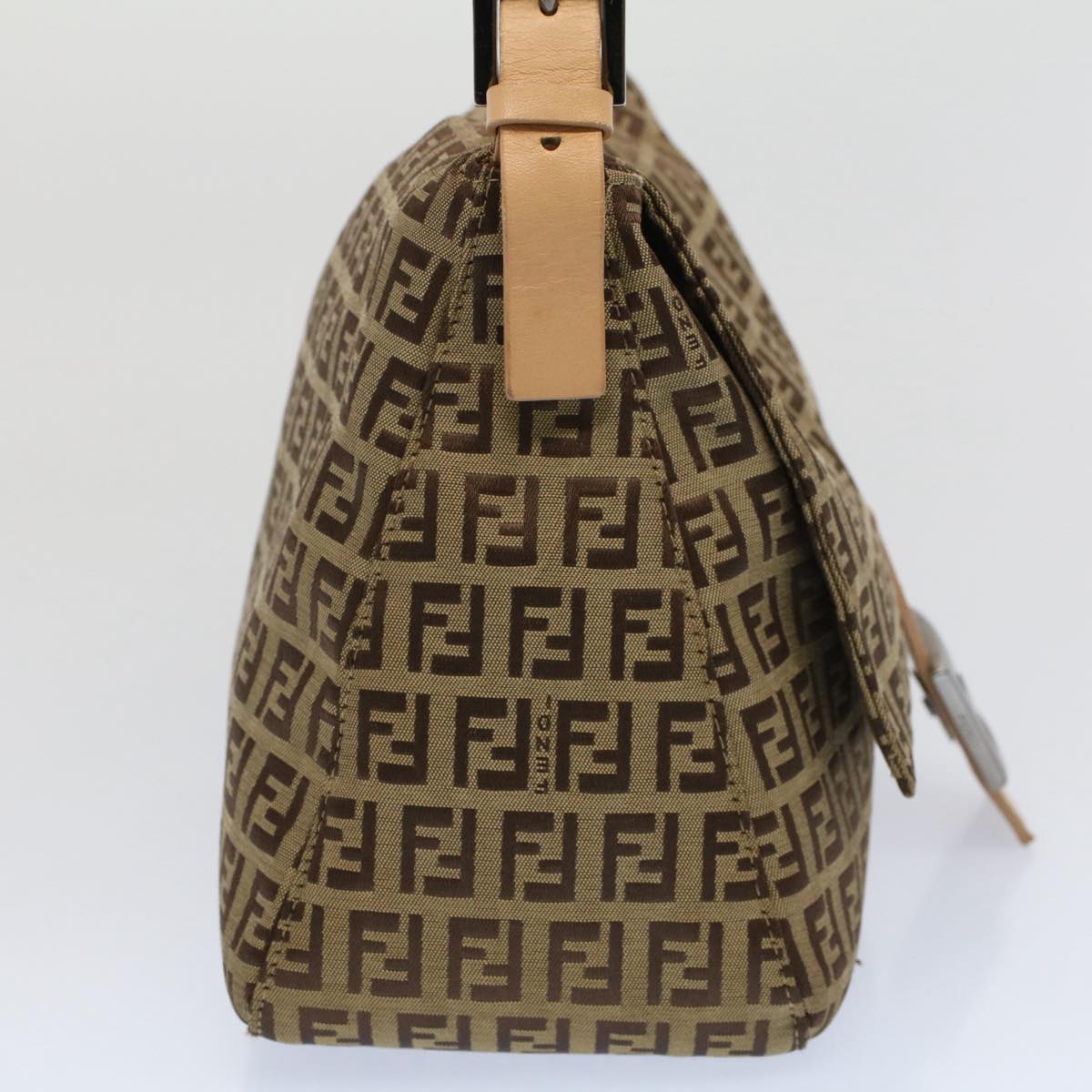 Luxury FendiZucchino Canvas Mamma Baguette Shoulder Bag Beigeyk8498