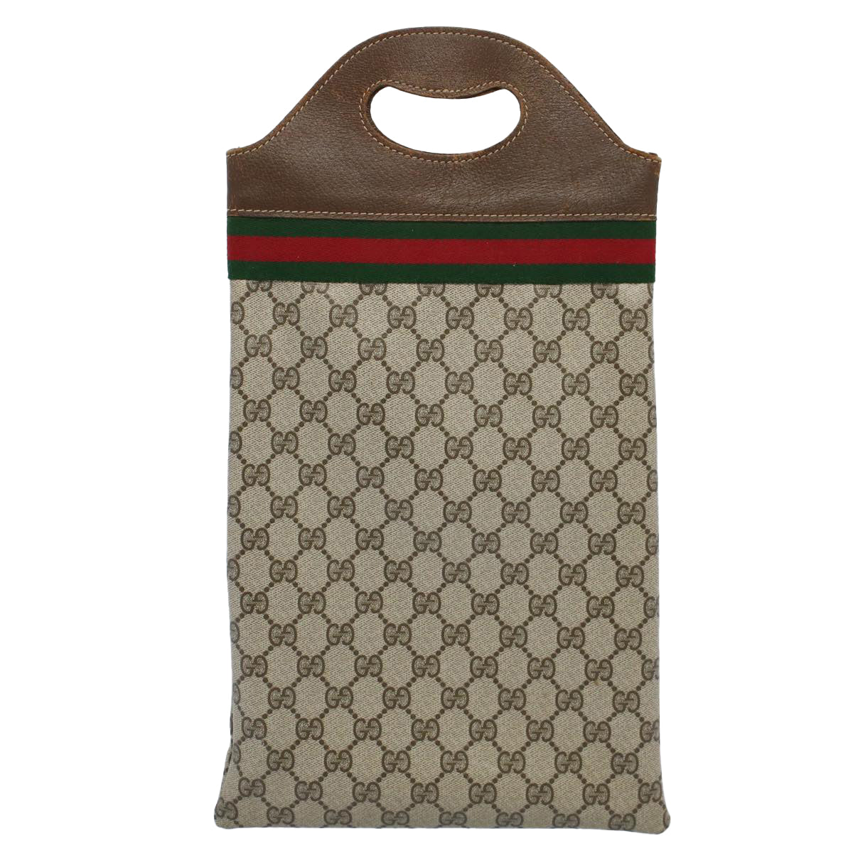 Luxury Gucci GG Canvas Web Sherry Line Hand Bag PVC Leather Beige Red Green  8507