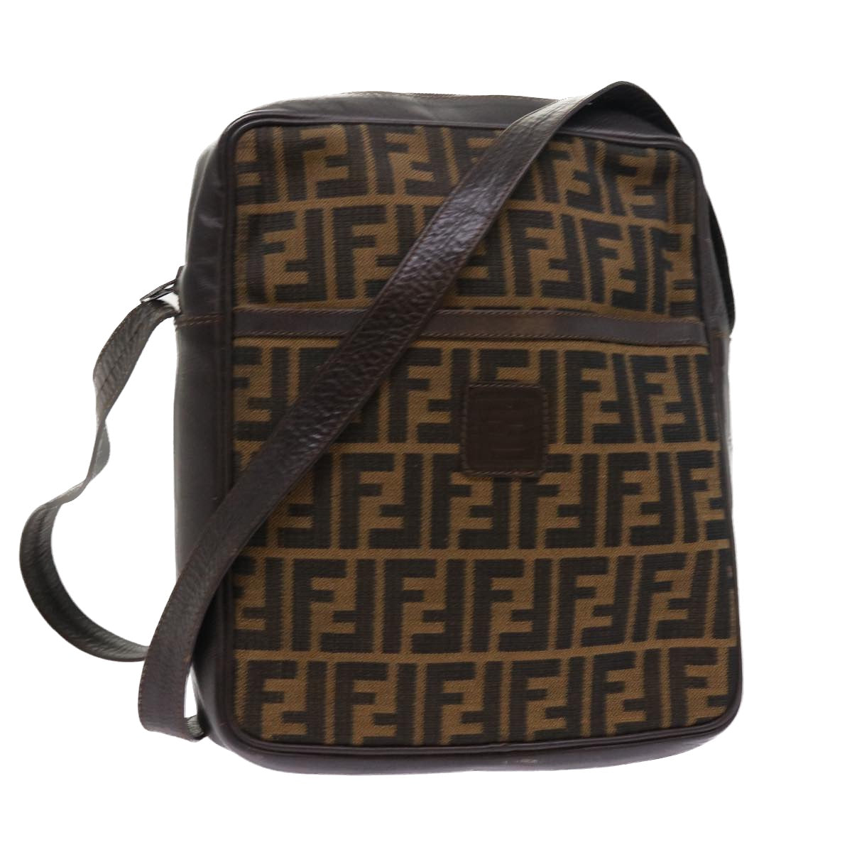 Luxury FendiZucca Canvas Shoulder Bag Vintage Brownyk8520