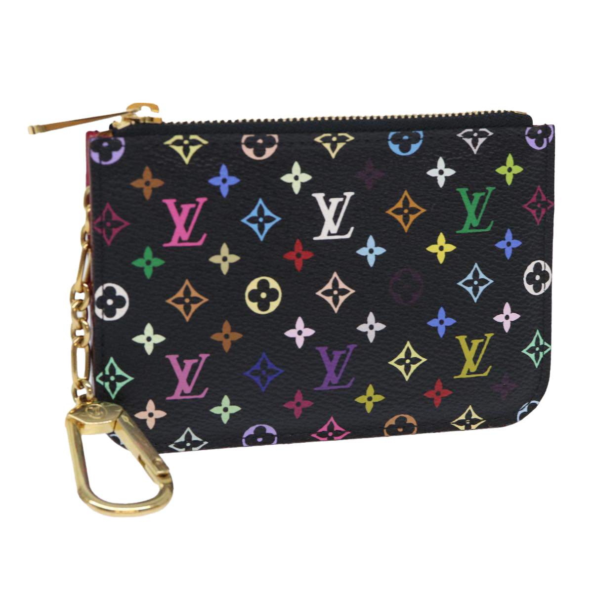 LOUIS VUITTON Multicolor Pochette Cles NM Coin Purse Black M60279 LV yk8531
