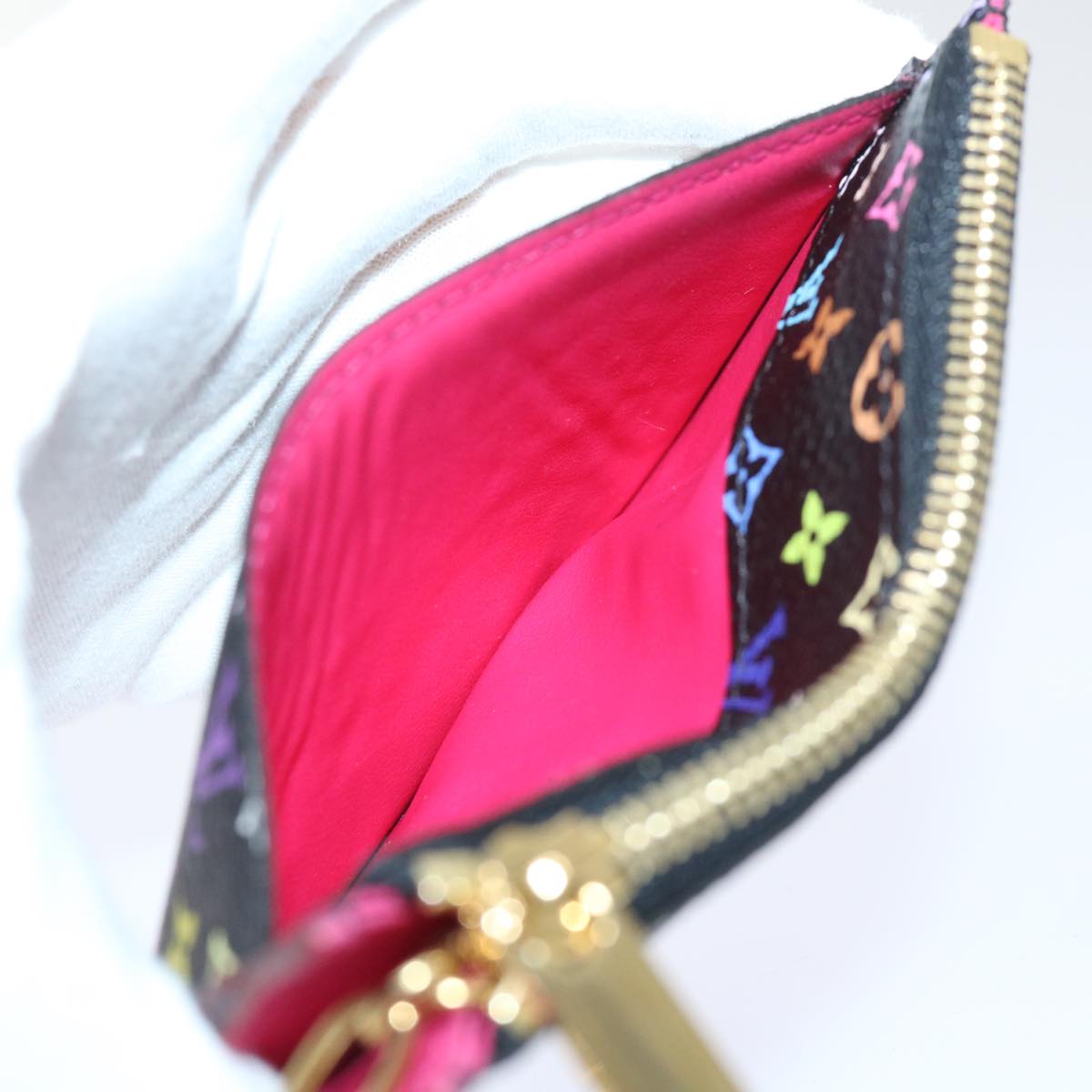LOUIS VUITTON Multicolor Pochette Cles NM Coin Purse Black M60279 LV yk8531